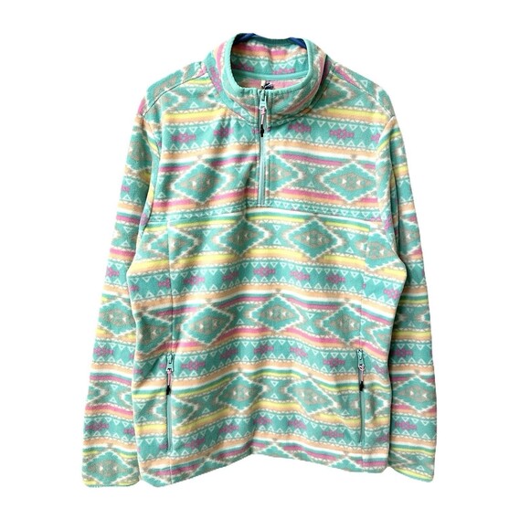 NEW Chubbies Mens Large The Flame Commander Teal Geometric Quarter Zip Fleece - Picture 3 of 8